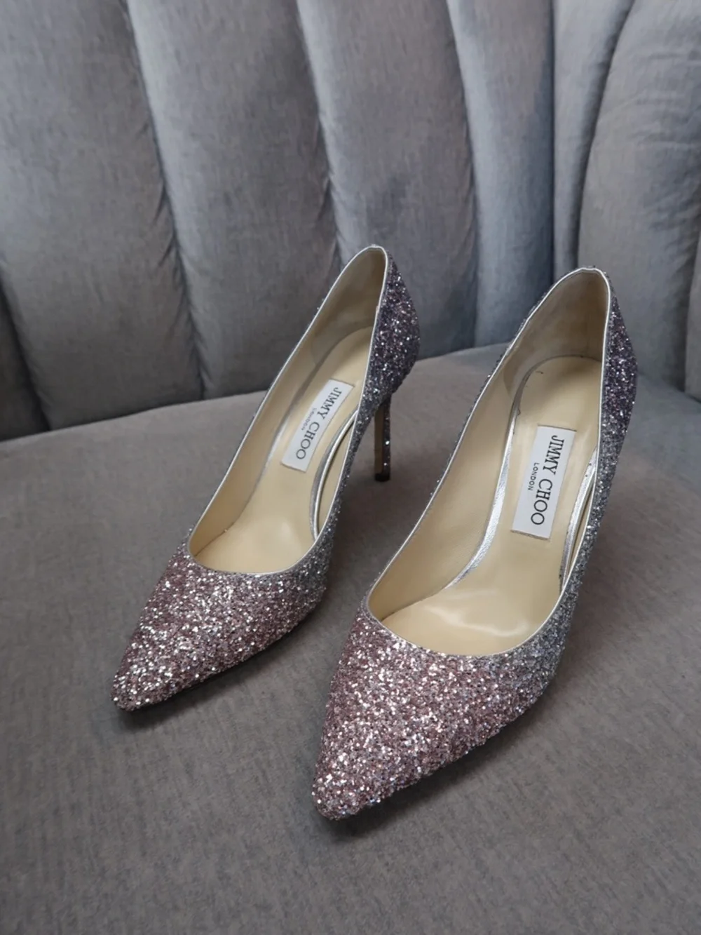 Jimmy Choo Glitter Ombre Pointed-Toe Stiletto Pump - Pink & Gray - Picture 5 of 5